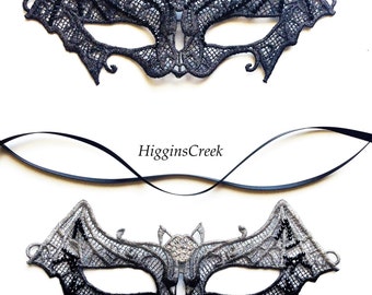 Bat Costume Mask, Halloween Bat Mask, Bat Girl's Mask, Lace Bat Mask, Masquerade Ball Masks