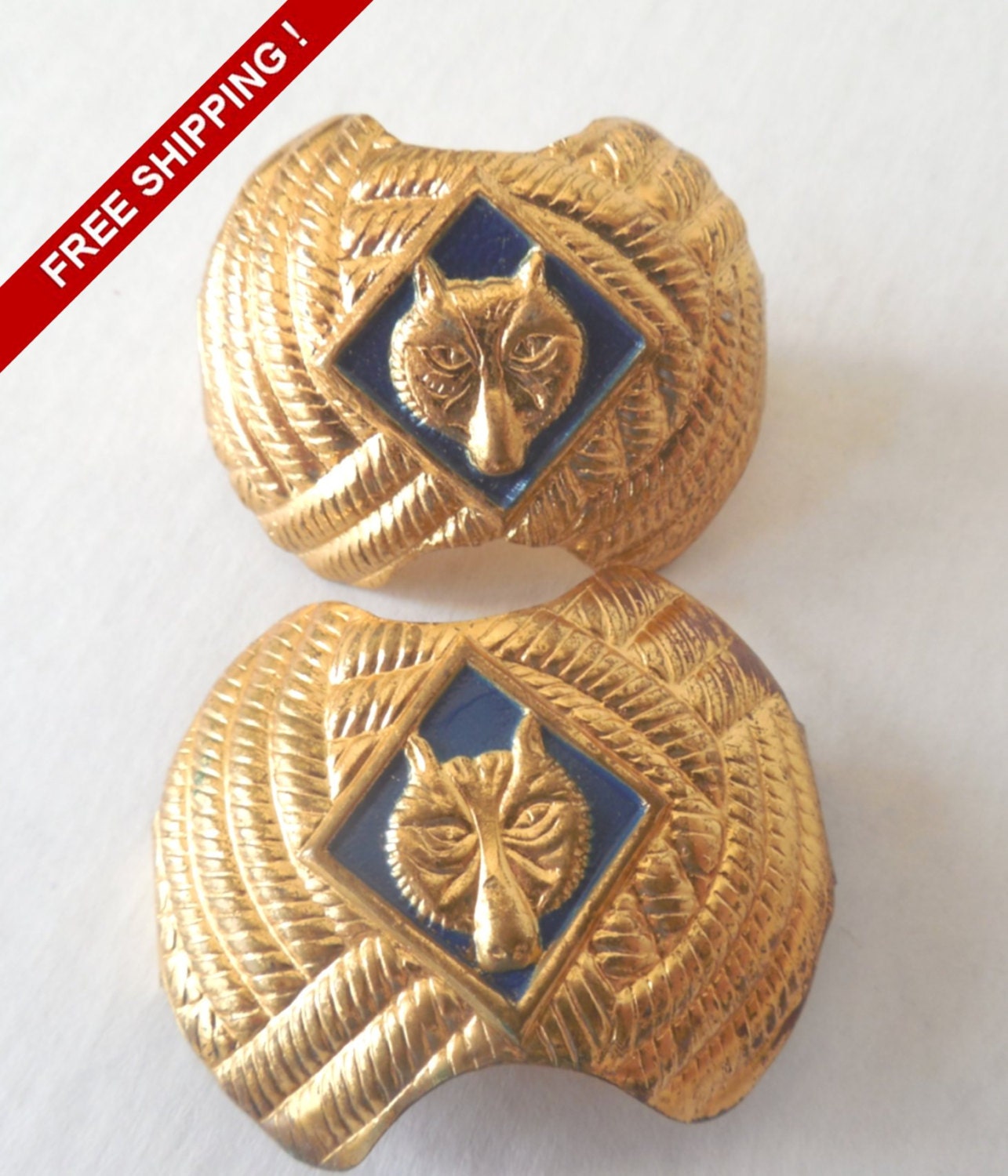 Vintage Pair of 2 Cub Wolf Boy Scout BSA Neckerchief Scarf Tie