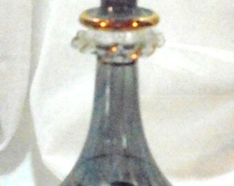 Tall Elegant Perfume Bottle Teal With Gold Accents
