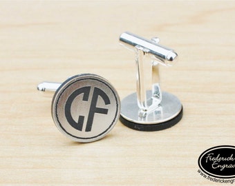 SHIPS FAST, Personalized Groomsmen Cuff Links, Engraved Groomsmen Monogram Cuff Links, Groomsman Cuff links, Personalized Cuff Links, CF04