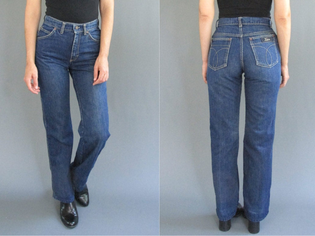 Size 26 High Waisted 1970s Jeans Dark Wash Denim by DiveVintage