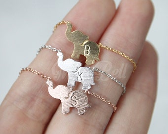 Personalized elephant necklace, Elephant jewelry, Initial necklace, Animal necklace, Animal jewelry, Personalized jewelry, BFF necklace