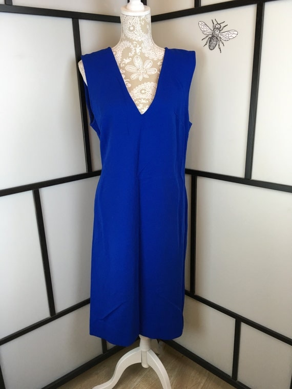 Bright Blue Dress Royal Blue Jumper Vintage Dress Womens