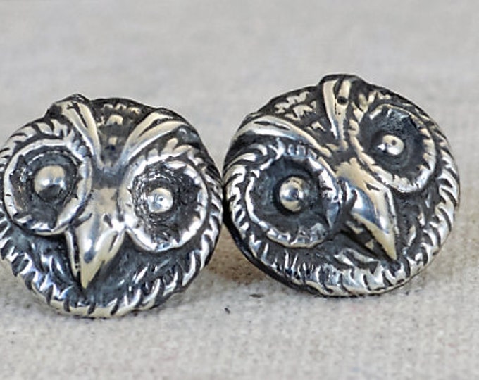 Owl Earrings, Owl face earrings, Statement Earrings, Sterling stud earrings, Owl Stud Earrings, Silver Owl Earrings, Bird Earrings,Owl Studs