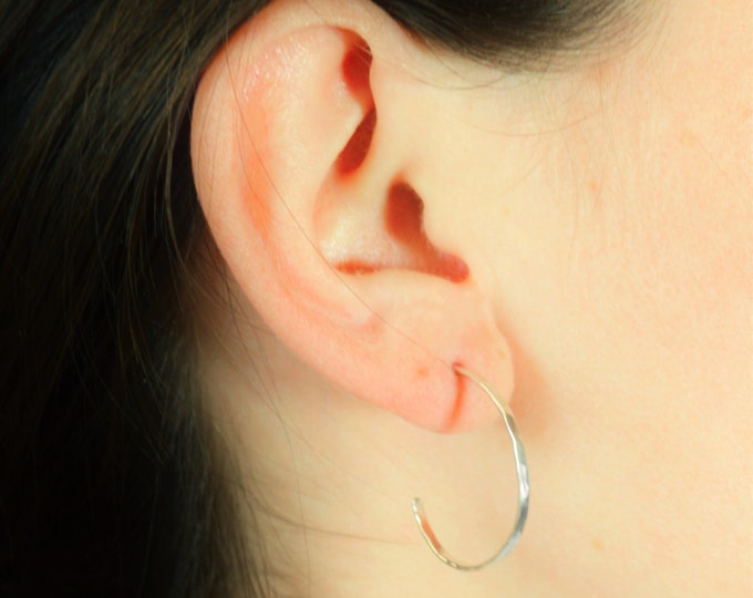 Sterling Silver Hoop Earrings, Silver Hoop Earrings, Silver Earrings, Simple Earrings, Hammered Earrings, Sterling Silver, Open Silver Hoops