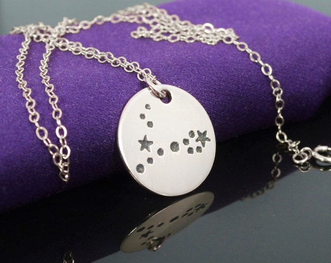 Sterling Silver Pisces Necklace, Pisces Necklace, Sterling Silver, Pisces Constellation, Pisces Jewelry, Zodiac Pendant, Pisces Necklace