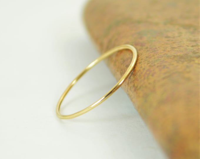 Solid 14k Yellow Gold Ring, Super Thin Stacking, Round Minimal Gold Ring, Yellow Gold Ring, Solid Gold Ring, 14k Gold Ring, Real Gold Ring