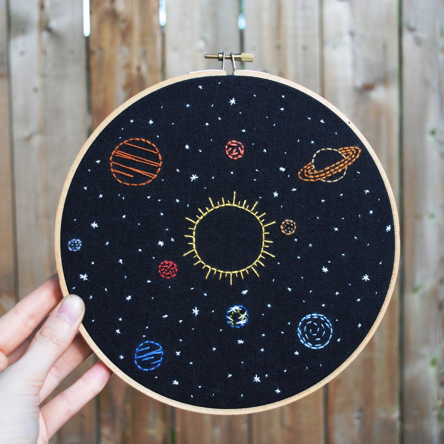 Solar System Embroidery Art 8 hoop celestial stars