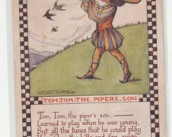 Flora White A/S Circa 1920 Nursery Rhyme Tom Tom The Pipers Son, Unused
