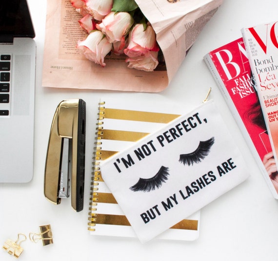 I'm not perfect, but my lashes are - Makeup Pouch, Travel Pouch, Accessory Bag