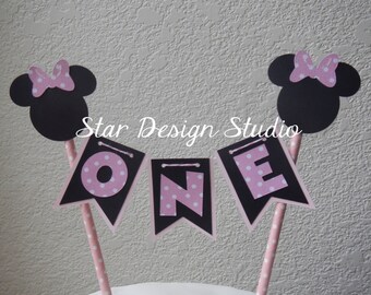 Minnie Mouse Cake Topper Birthday Bunting- Baby Pink