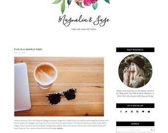 Responsive Blogger Template "Magnolia" - Feminine Blogger Template