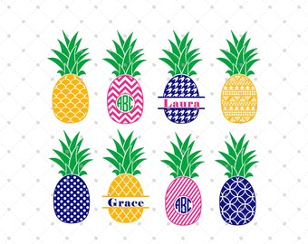 Pineapple SVG Cut Files, Pineapple Monogram Frame SVG cut files for Cricut and Silhouette, Vinyl Cutters Cutting Files, SVG files