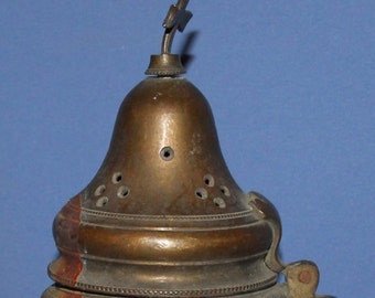 Antique Bronze Icon Lamp Incense Burner With Cross