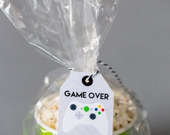 Video Game Favor Tags - Printable Video Game Party Favor Tags - Gamer Party Favor Tag - White Controller Favor Tag by Printable Studio