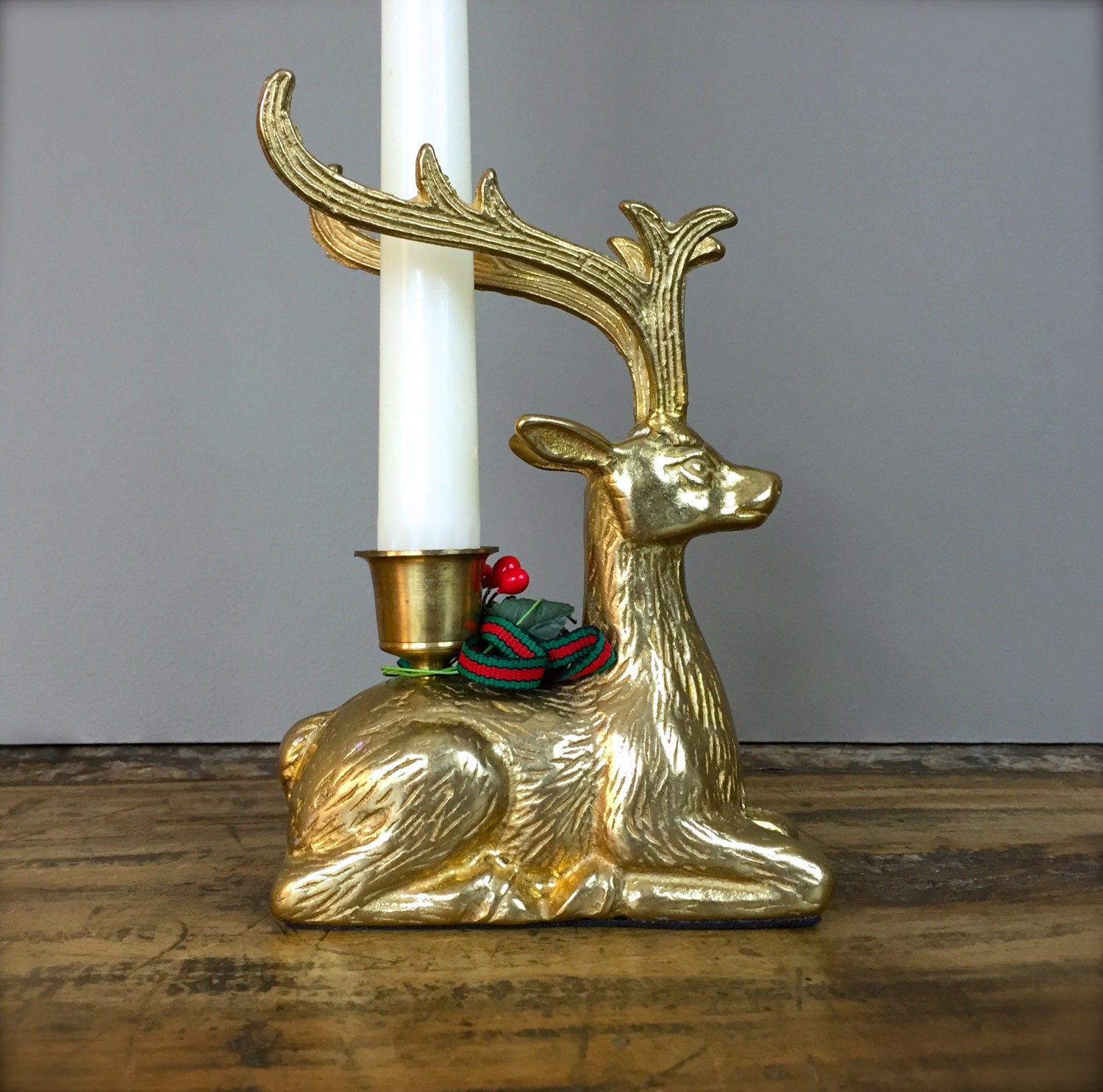 brass reindeer candlestick holder with a by brass reindeer candlestick holder with a by