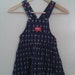 Vintage 1980's Girls' Oshkosh Navy Blue Denim Dress Jumper Red White Embroidered Flowers Sz 6x Classic