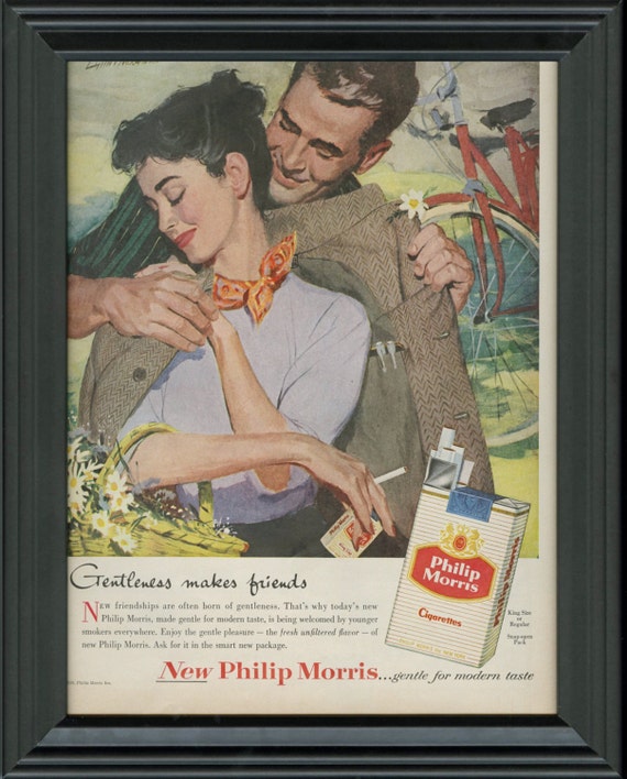 1956 Vintage Philip Morris Cigarette Ad 1950s Framed Philip