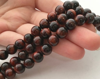 Red Tiger Eye Beads, 8mm Beads, Red Tiger Eye 6mm Beads, Gemstone Beads Red Gemstone, Tiger Eye Beads, Red Beads Tigereye, Protection Stones