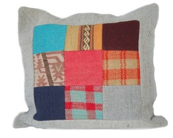 SALE! Kilim Pillow Decorative Kilim Pillow Vintage Woven Pillow Patchwork Pillow Floor Cushion 22"x24",Interiordesign,FREE Shipping in USA