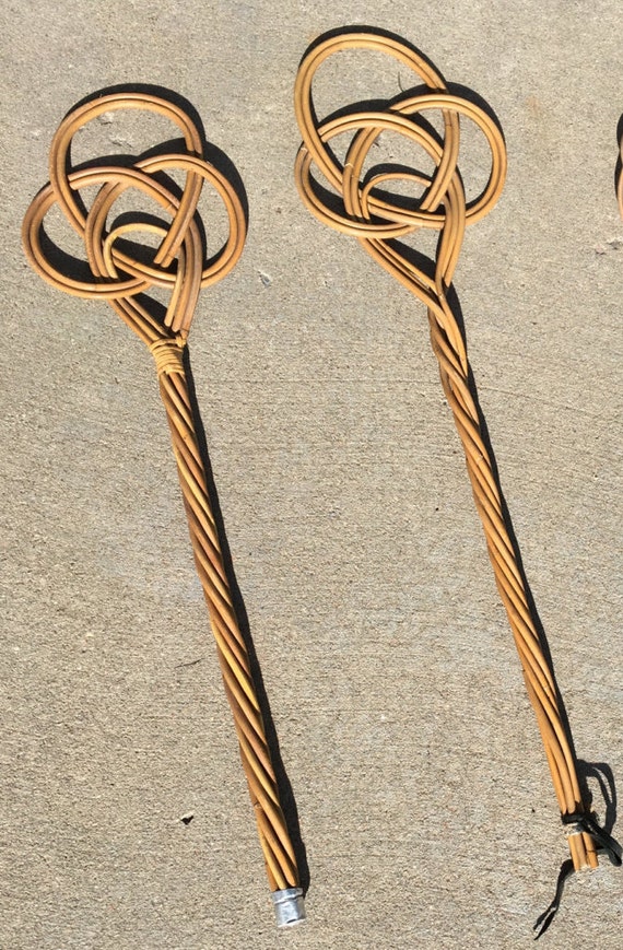 Set of 2 Vintage Handwoven Cane Wicker Carpet/Rug Beaters