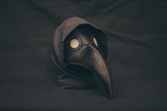 Plague Doctor Mask Leather Black, Medieval Bird Mask, Steampunk ...