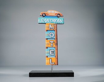 Sandman Motel Neon Sign Photo / vintage motel sign / route 66 art / automotive art / vintage neon sign / highway signs / reno / car art