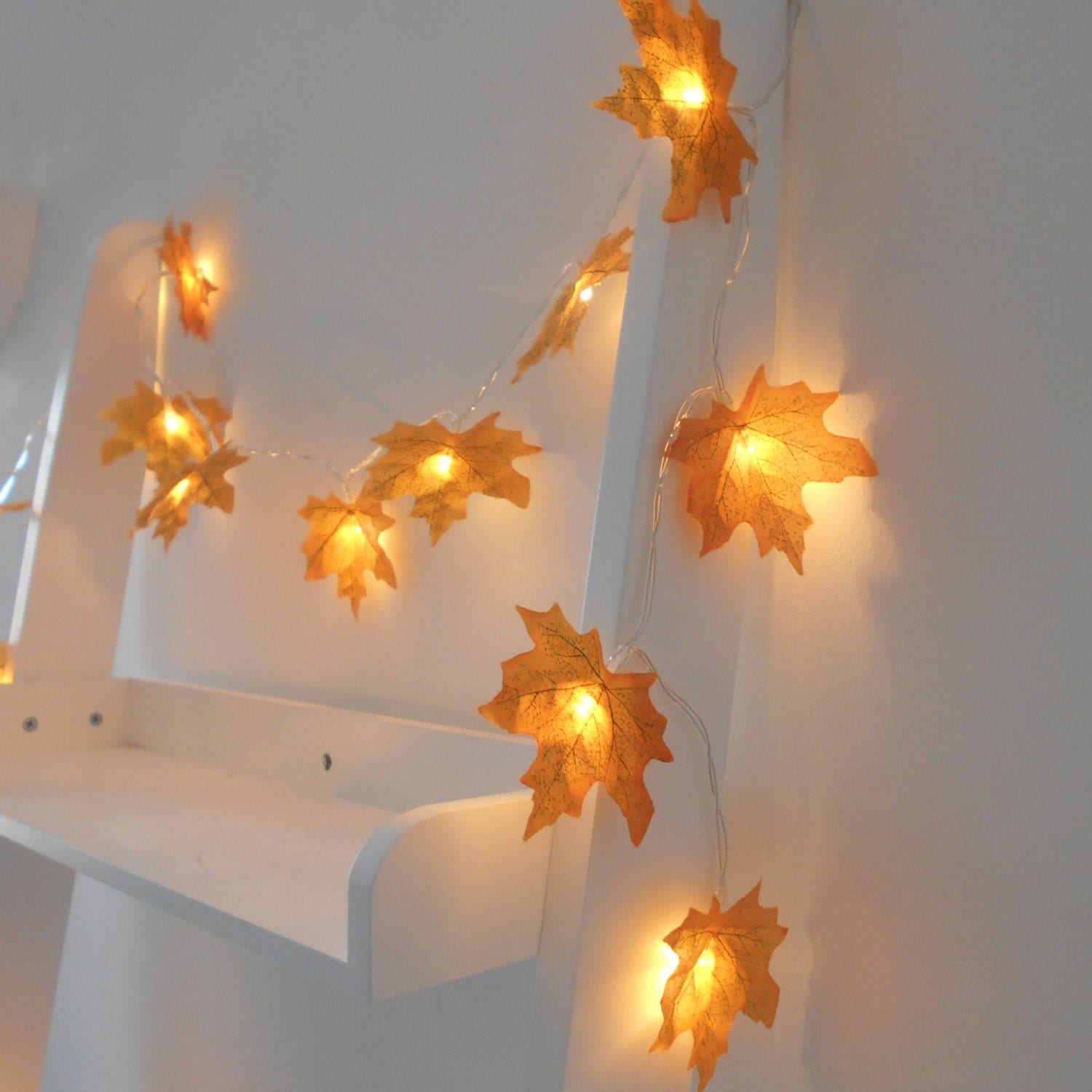 Golden Autumn Leaves Fairy String Lights LED by AutumnWeddings