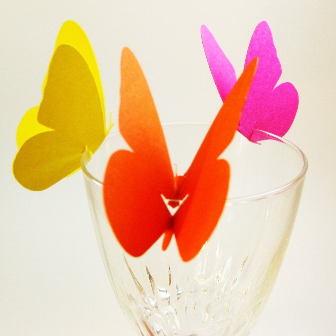 Butterfly Wine Glass Toppers Wedding Place Cards Colored