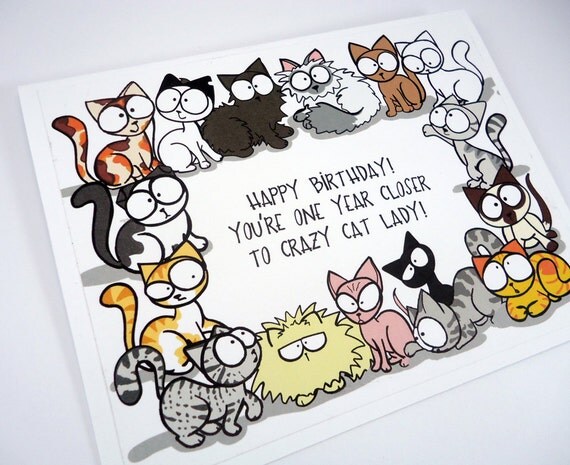 Crazy cat lady birthday card funny birthday card cat lover