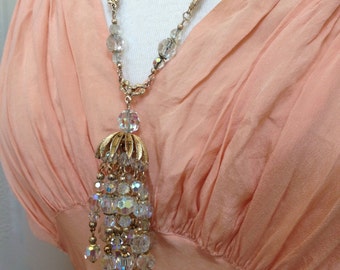 Vendome Crystal Necklace Earrings Demi Parure – AB Crystals 1950s Jewelry