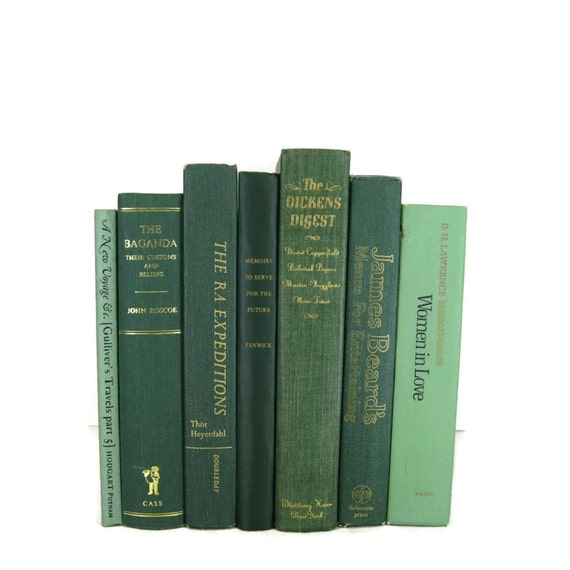 Green Decorative Books Green Vintage Books Home Decor