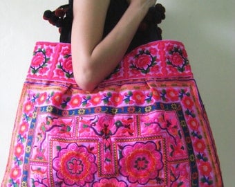 Ethnic Hmong Vintage style Tote Thai Shoppers Shoulder Bag