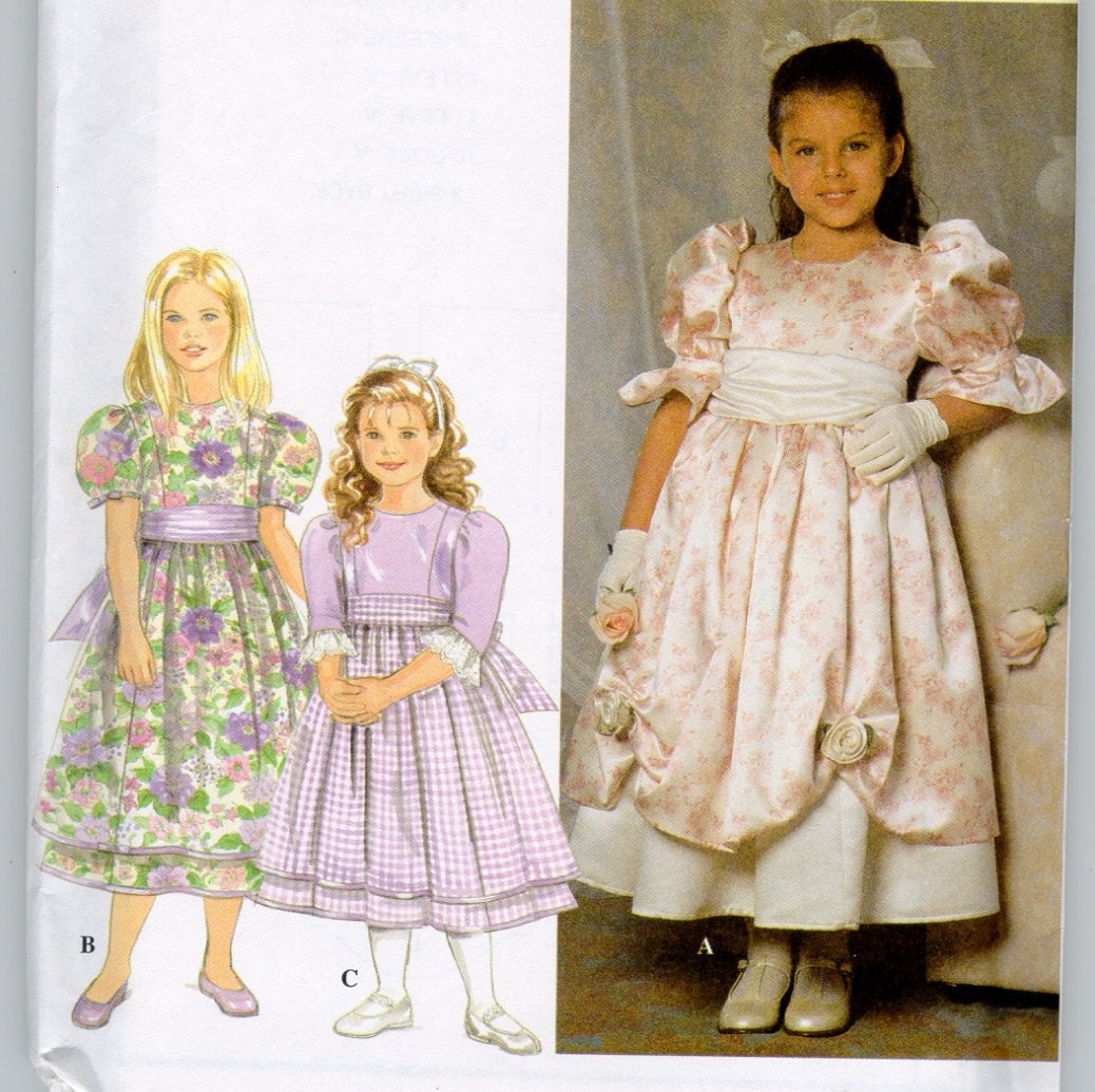 Uncut Simplicity 7466 Little Girl Formal Dress Sewing Pattern Romantic