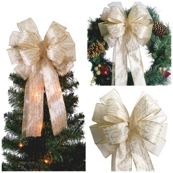 gold ivory wreath bow christmas bows tree by darlingchicdesign gold ivory wreath bow christmas bows tree by darlingchicdesign