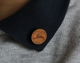 wooden brooch with inlaid Hare
