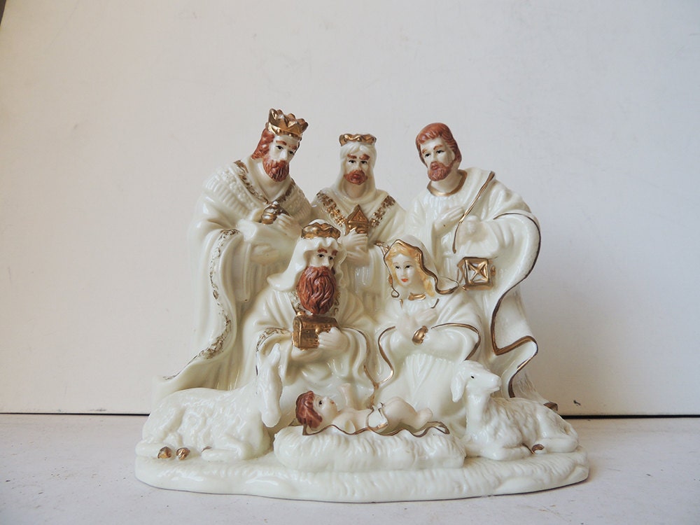 porcelain nativity figurine gold trim 6 3 x 5 9 x 3 1 inch porcelain nativity figurine gold trim 6 3 x 5 9 x 3 1 inch