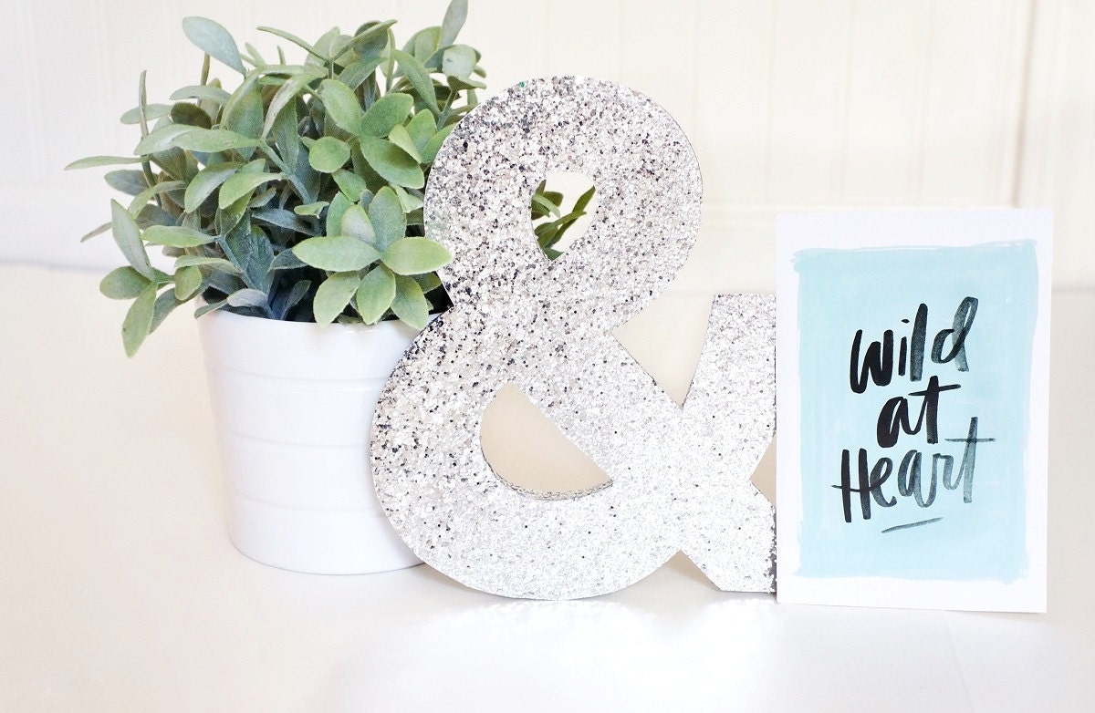 Silver Glitter Ampersand Wall Hanging Home Decor for Gallery