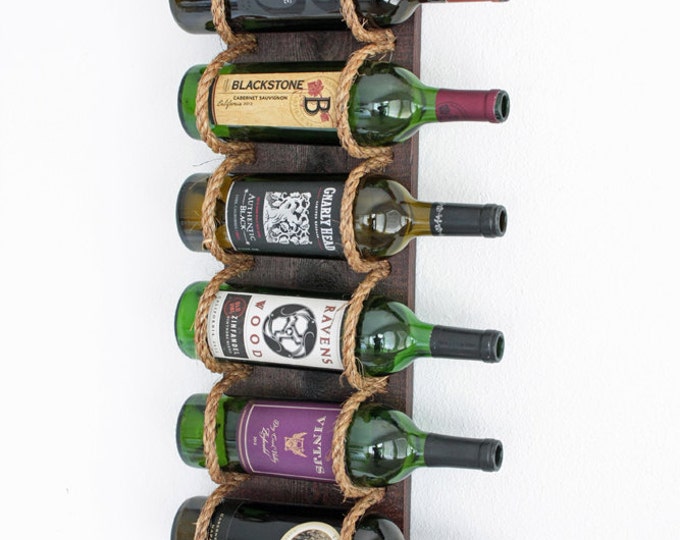 6-Bottle Wine Rack, Wall-Mounted Rustic Wine Rack, Wood Wine Bottle Holder