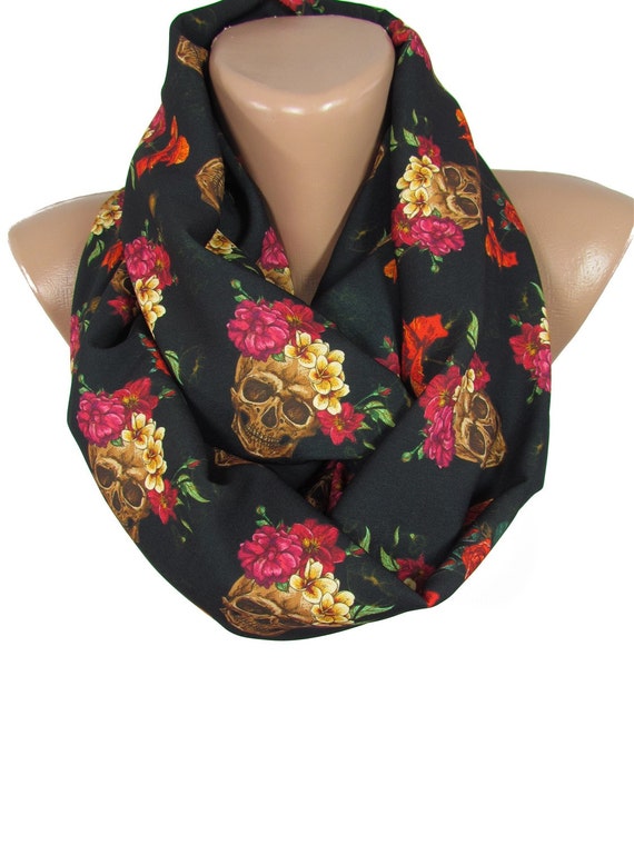 Skull Scarf Day of The Dead Scarf Dia de los Muertos Infinity Scarf Frida Kahlo Women Fashion Accessories Christmas Gift For Her Steampunk by Derins steampunk buy now online