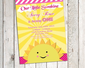 You are my Sunshine invitation Birthday Party Personalized Printable, Little Sunshine Birthday, 1st Birthday, any age,Wording customization