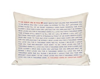 Song Lyric Pillow, Wedding Vows, Housewarming Gift, Cotton Anniversary, 2nd Anniversary, Gift for Her, Gift for Him, Music Decor