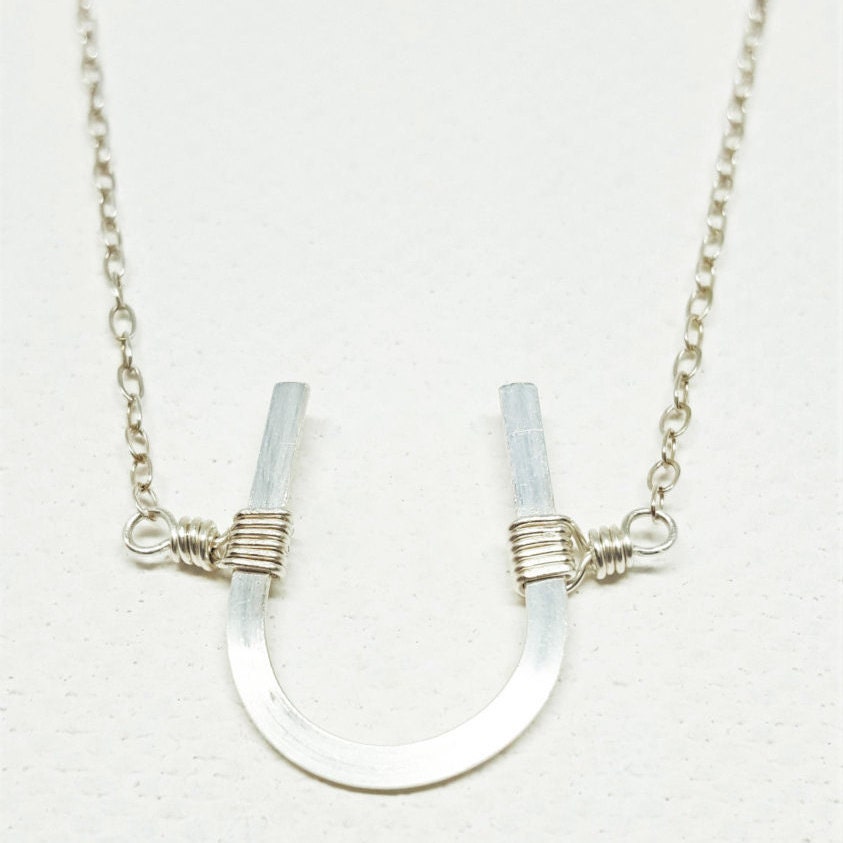 Horseshoe Necklace Silver Horseshoe Jewelry Horseshoe