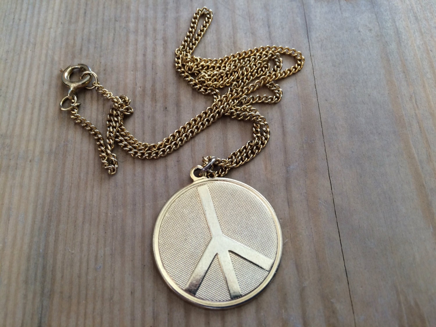 Gold Peace Sign Necklace/ Peace Necklace/ by ParallelFortyNine