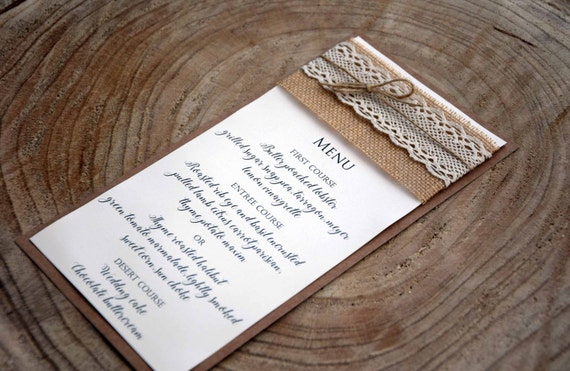 Wedding Dinner Menu Wedding Menu Bridal Shower Menu Rustic