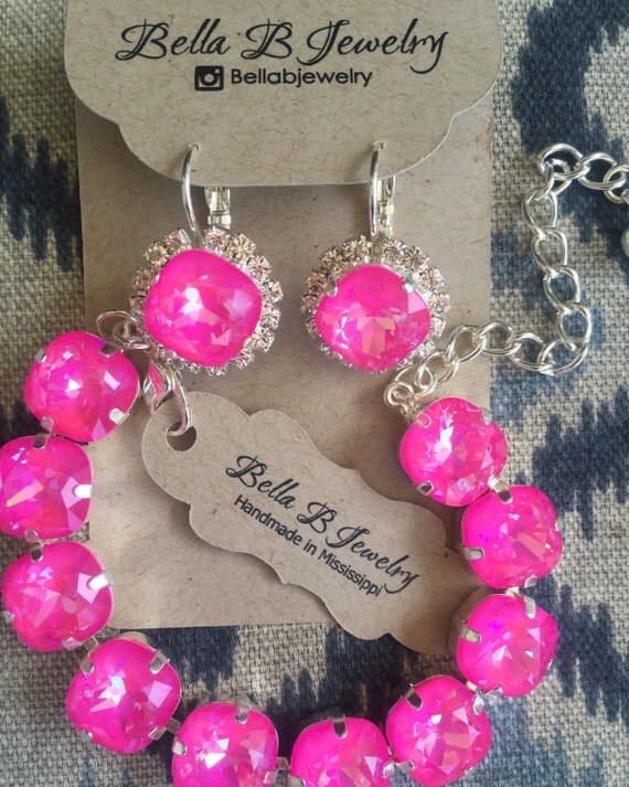 Bella B 12mm Swarovski Crystal Ultra Pink By SophiaGracesBoutique