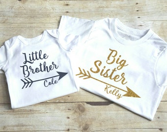 Personalized Big sister, little brother shirts, sibling shirt, matching shirt sets, kids shirts