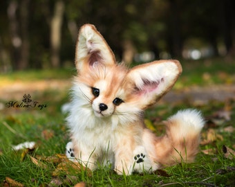 CUSTOM ORDER!Handmade Poseable toy Fennec Fox.Fox plush .Stuffed fox.Fox toy.Fox Soft Sculpture.Stuffed toy.Plush toy.
