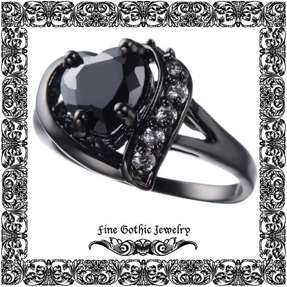 Gothic Engagement Ring Black Engagement Ring by FineGothicJewelry