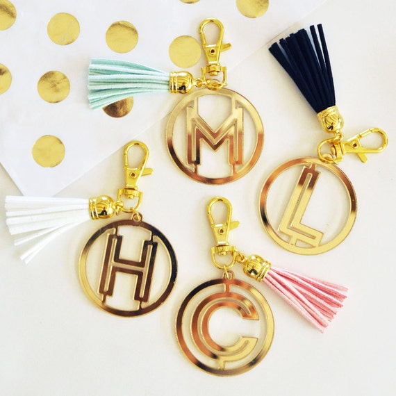 Monogram Keychains for Women Gold Keychain Personalized